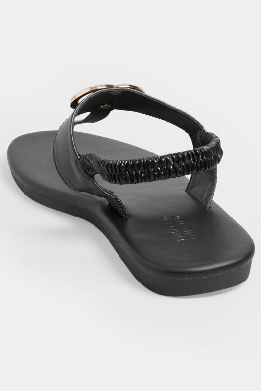 LIMITED COLLECTION Black & Gold Double Ring Toe Thong Sandals In Wide E Fit & Extra Wide EEE Fit 4