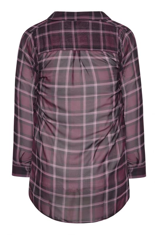 Plus Size Burgundy Red Check Button Through Chiffon Blouse | Yours Clothing 8