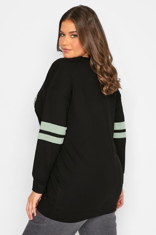 Plus Size Black 'Chicago' Varsity Sweatshirt | Yours Clothing 3
