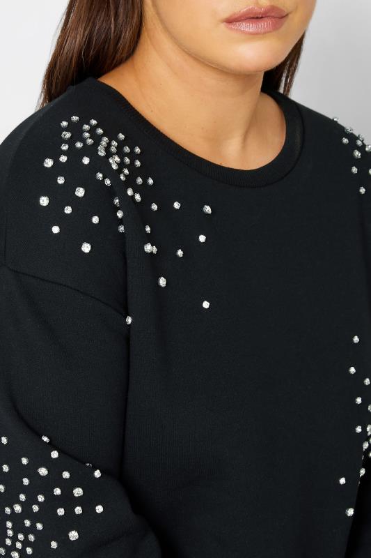 YOURS LUXURY Plus Size Curve Black Sequin Embellished Long Sleeve Sweatshirt | Yours Clothing  5