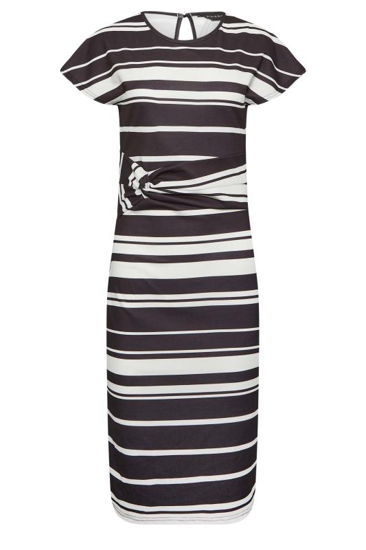 Petite Womens Black & White Stripe Knot Midi Dress | PixieGirl  6