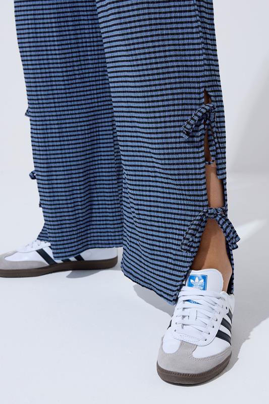 LIMITED COLLECTION Curve Blue Gingham Tie Side Trousers | Yours Clothing 5