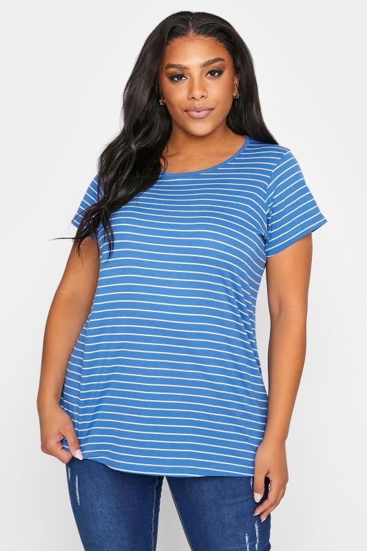 Curve Blue Stripe Short Sleeve T-Shirt_A.jpg