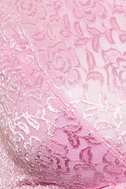 Plus Size Light Pink Hi Shine Lace Non-Padded Non-Wired Full Cup Bra | Yours Clothing 2