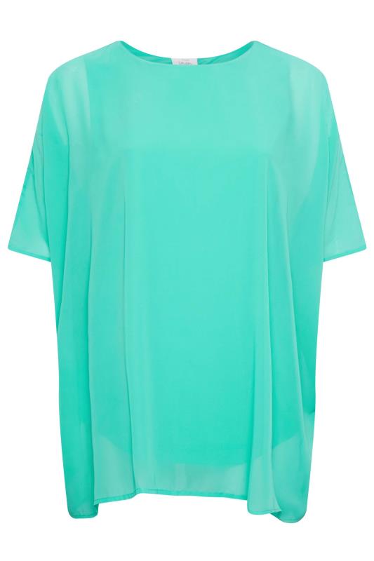 YOURS LONDON Plus Size Curve Turquoise Green Cape Top | Yours Clothing  6