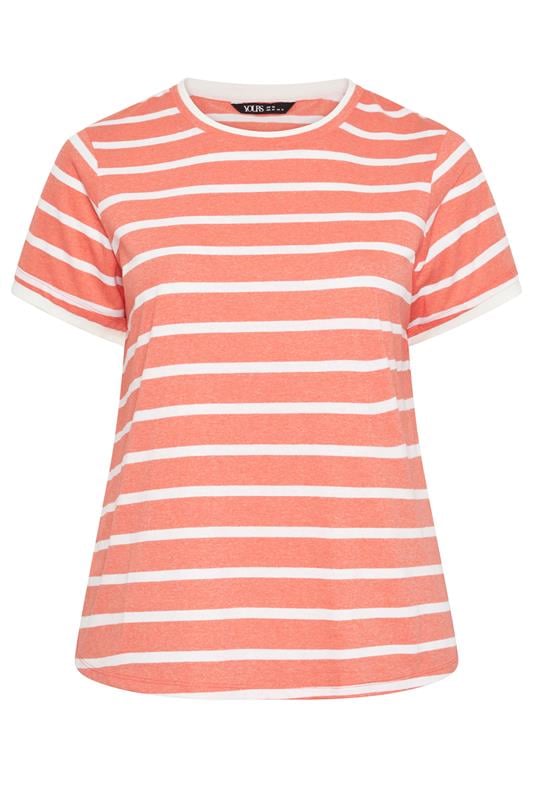YOURS Plus Size Orange Stripe Ringer T-Shirt | Yours Clothing 5