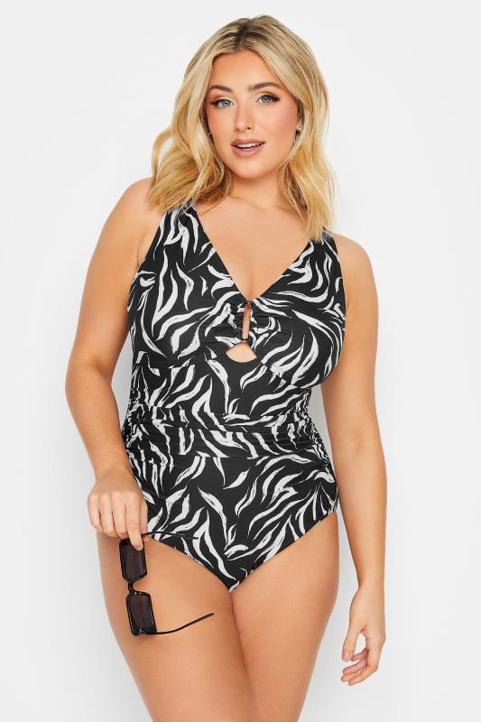 Plus Size  YOURS Curve Black Animal Print Buckle Swimsuit