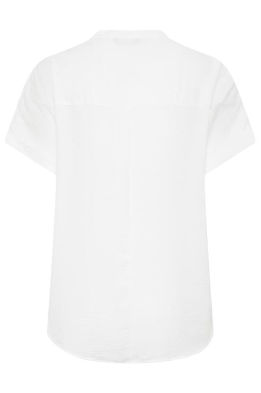 YOURS Plus Size White Half Placket Short Sleeve Blouse | Yours Clothing 7