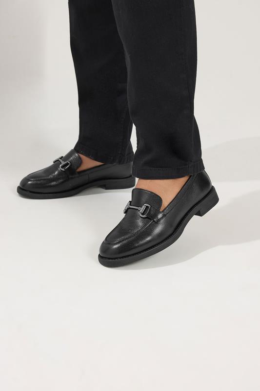 Black Metal Trim Loafers In Wide E Fit | Yours Clothing 2