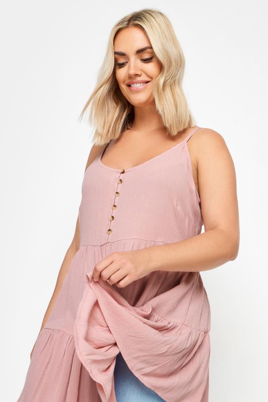 YOURS Plus Size Dusty Pink Crinkle Tiered Vest Top | Yours Clothing 4