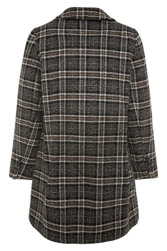 Plus Size Black Check Longline Midi City Coat | Yours Clothing 7