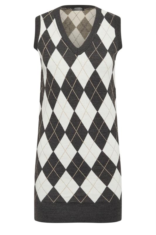 PixieGirl Petite Women's Charcoal Grey Argyle Check Print Sleeveless Dress | PixieGirl 5