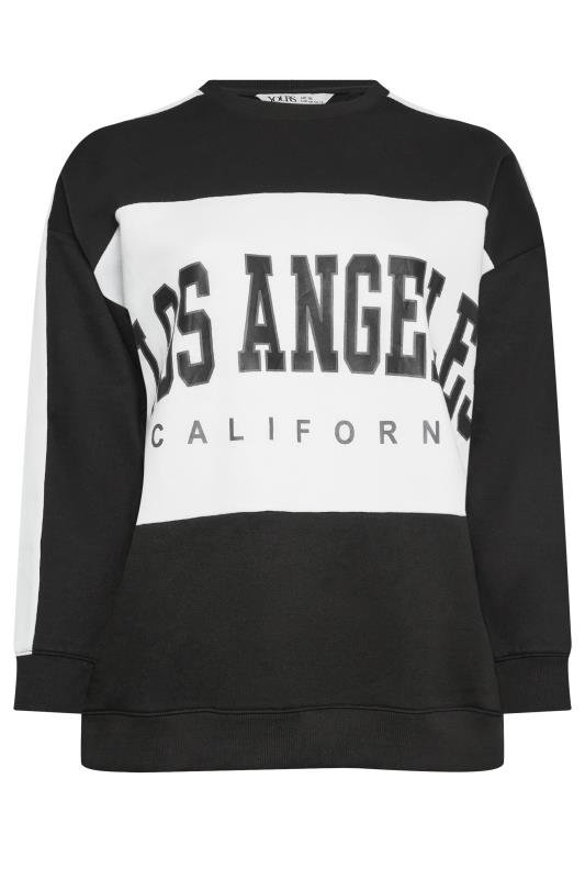 YOURS Curve Black 'Los Angeles' Slogan Varsity Sweatshirt | Yours Clothing 5