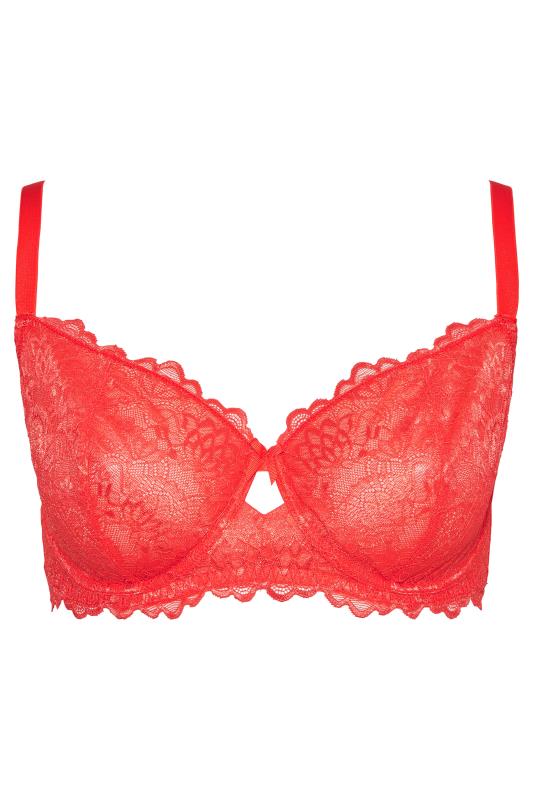 Red Lace Non-Padded Underwired Balcony Bra 4