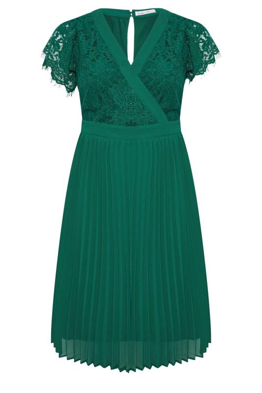 YOURS LONDON Plus Size Emerald Green Lace Wrap Midi Dress 5