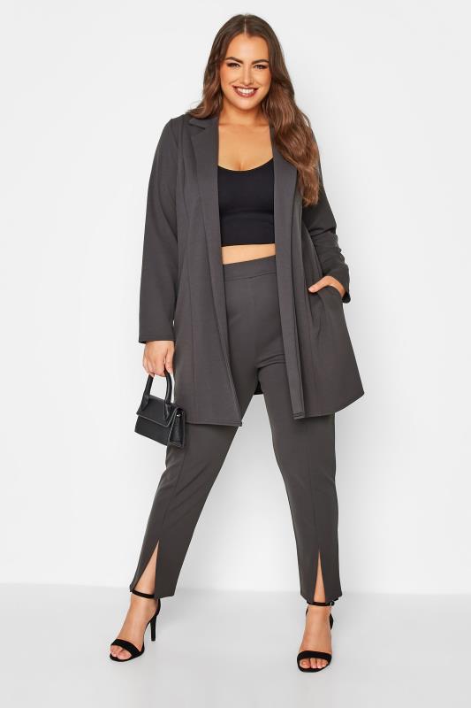 LIMITED COLLECTION Curve Charcoal Grey Longline Blazer 2
