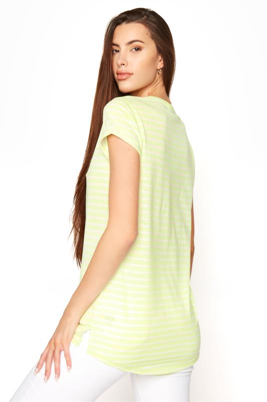 LTS Tall Neon Green Stripe T-Shirt 3