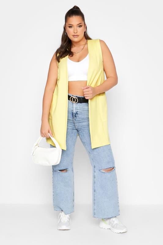 LIMITED COLLECTION Curve Lemon Yellow Sleeveless Blazer | Yours Clothing 2