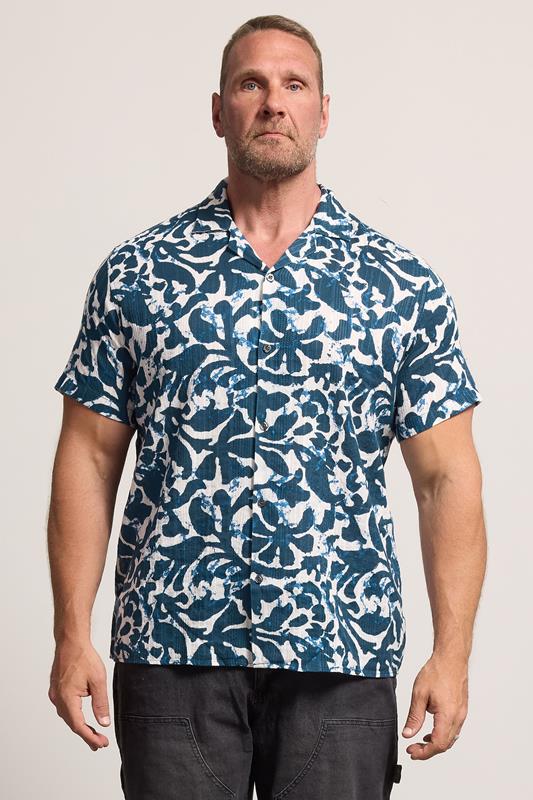  JACK & JONES Chemise d'été bleue à motif soleil Big & Tall