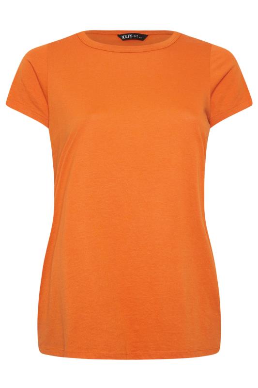 YOURS Plus Size Orange Cotton Blend T-Shirt | Yours Clothing 5