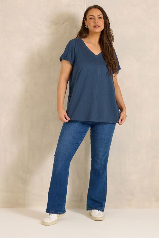 EVANS 2 Pack Plus Size Red & Navy Blue Cotton T-Shirts | Evans 4
