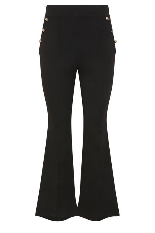 STAR pantalones acampanados negros con detalle de botones