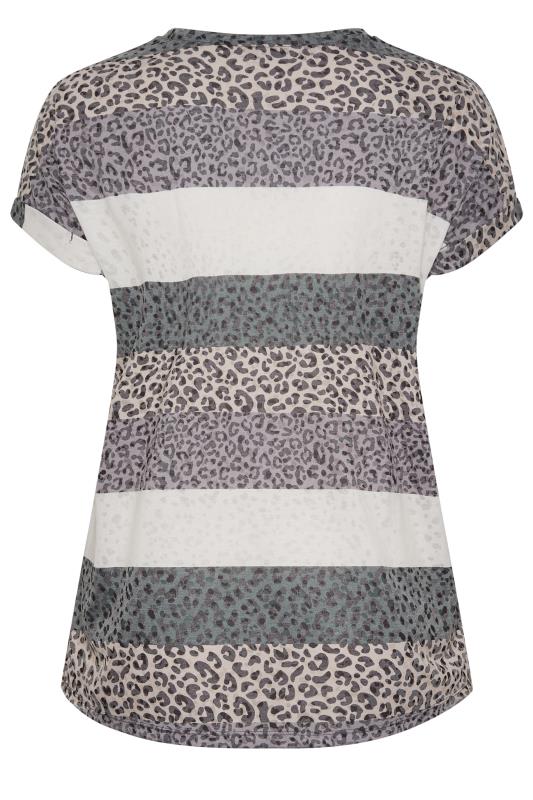 YOURS Curve Slate Grey Stripe Animal Print T-Shirt | Yours Clothing 7