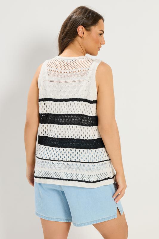 YOURS Plus Size Stripe Crochet Waistcoat | Yours Clothing 2