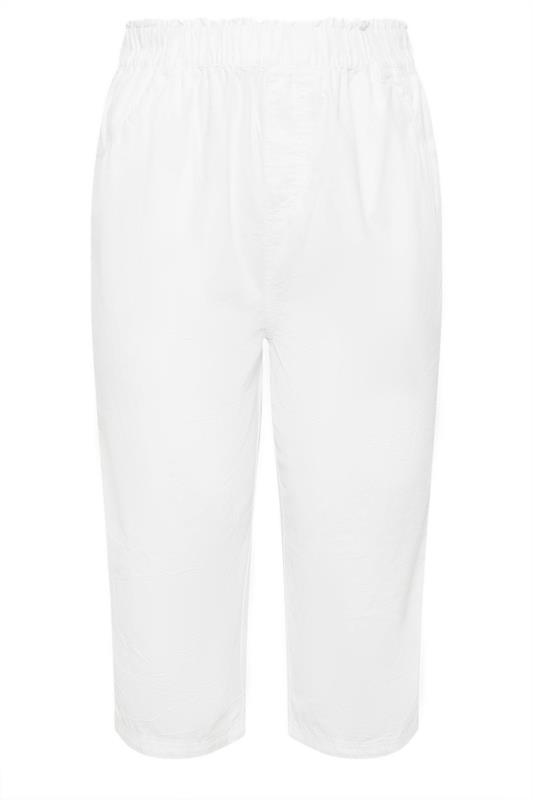 YOURS Plus Size White Cool Cotton Cropped Trousers | Yours Clothing 5