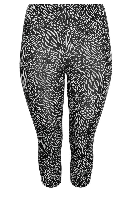 YOURS 2 PACK Curve Black Animal Print Cropped Leggings | Yours Clothing 7