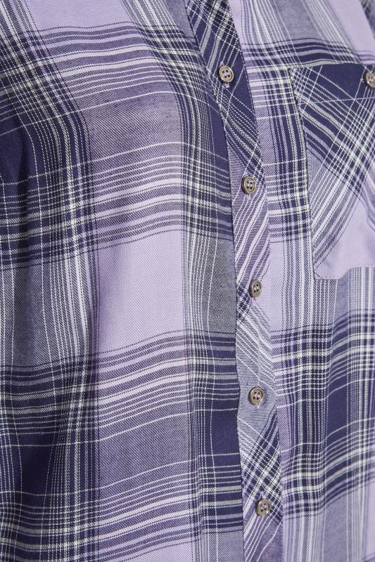 Plus Size Purple Check Boyfriend Shirt | Yours Clothing  5