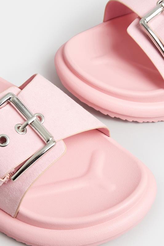 Pink Buckle Strap Mule Sandals In Wide E Fit & Extra Wide EEE Fit | Yours Clothing 5