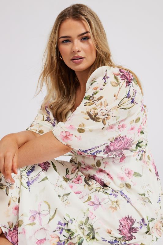 YOURS LONDON Plus Size Ivory White Floral Print Maxi Dress | Yours Clothing 1