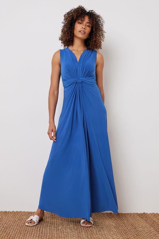 M&Co Cobalt Blue Knot Front Sleeveless Maxi Dress | M&Co 1