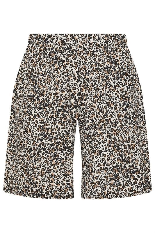 YOURS Plus Size Brown Leopard Textured Shorts | Yours Clothing 5