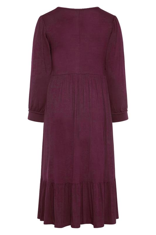 LIMITED COLLECTION Curve Purple Long Sleeve Tiered Dress_BK.jpg