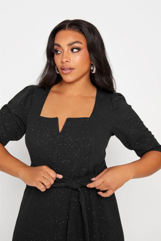 Yours London Plus Size Black Glitter Dress Yours Clothing 2340