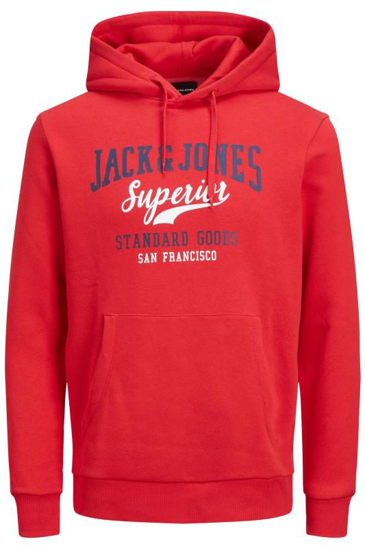 JACK & JONES Big & Tall Red Logo Sweat Hoodie 1