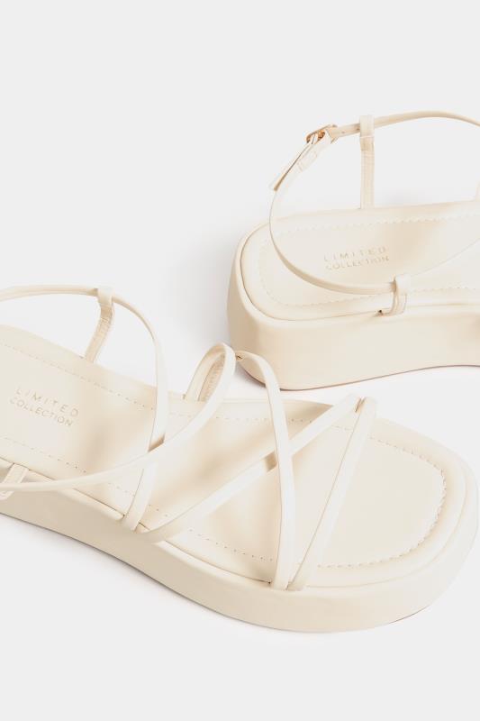 LIMITED COLLECTION White Strappy Flatform Sandals in Extra Wide EEE Fit | Yours Clothing 5