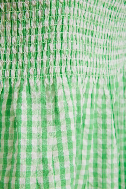 Plus Size Bright Green Gingham Shirred Vest Top | Yours Clothing  5