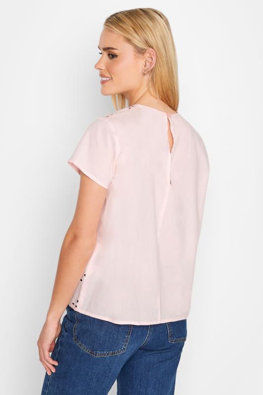 Petite Light Pink Broderie Short Sleeve Top | PixieGirl  4