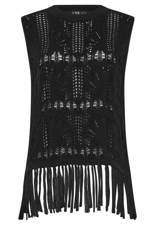 LTS Tall Women's Black Crochet Tassel Vest Top | Long Tall Sally 5