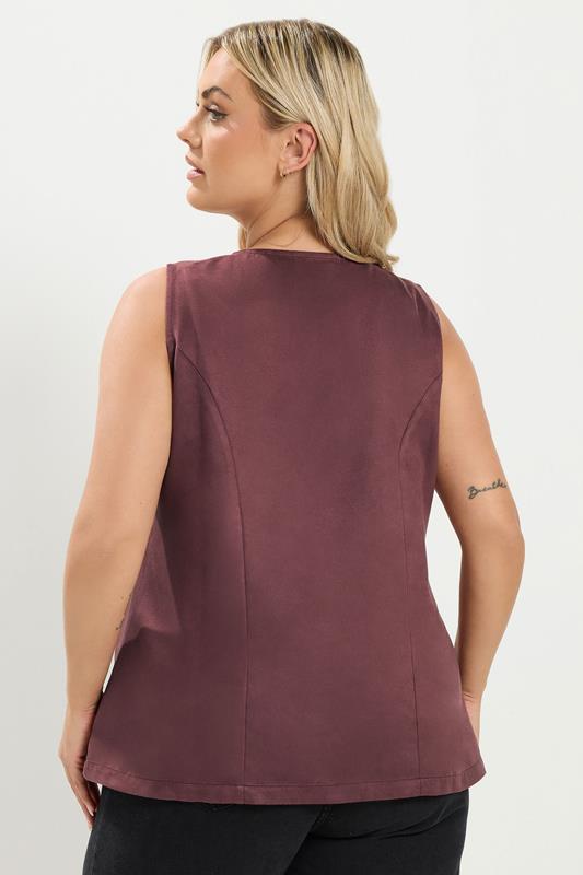 YOURS Curve Burgundy Red Suedette Waistcoat | Yours Clothing 2