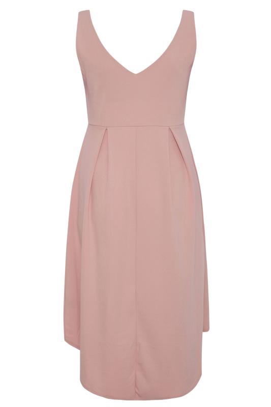 YOURS LONDON Plus Size Pink High Low Pleated Midi Dress | Yours Clothing 6