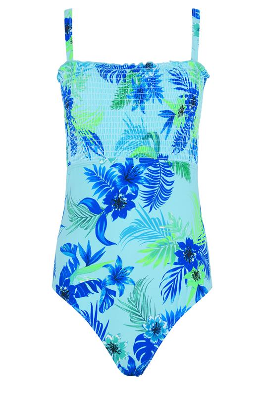 M&Co Blue Floral Print Shirred Swimsuit | M&Co 6