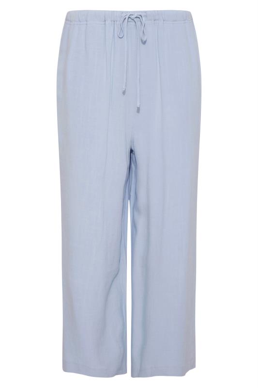 LTS Tall Light Blue Linen Blend Cropped Trousers 4