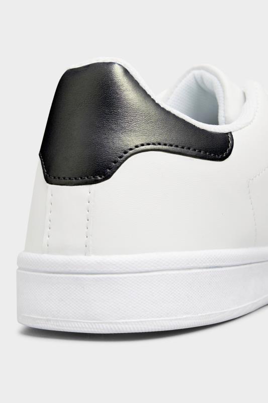LIMITED COLLECTION White & Black Vegan Faux Leather Trainers In Wide E Fit 6