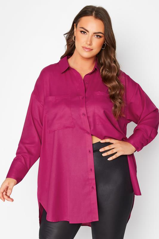 Plus Size Pink Oversized Boyfriend Shirt | Yours Clothing 3