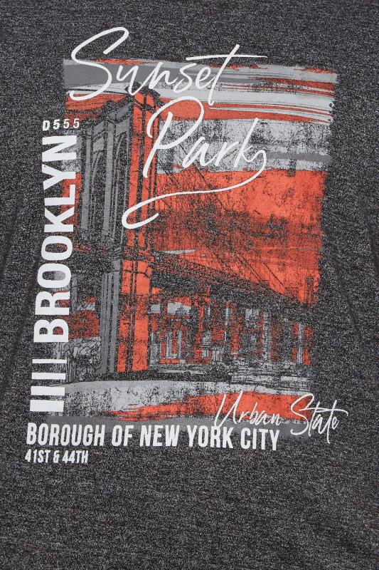 D555 Big & Tall Charcoal Grey 'Brooklyn' New York Printed T-Shirt | BadRhino 2