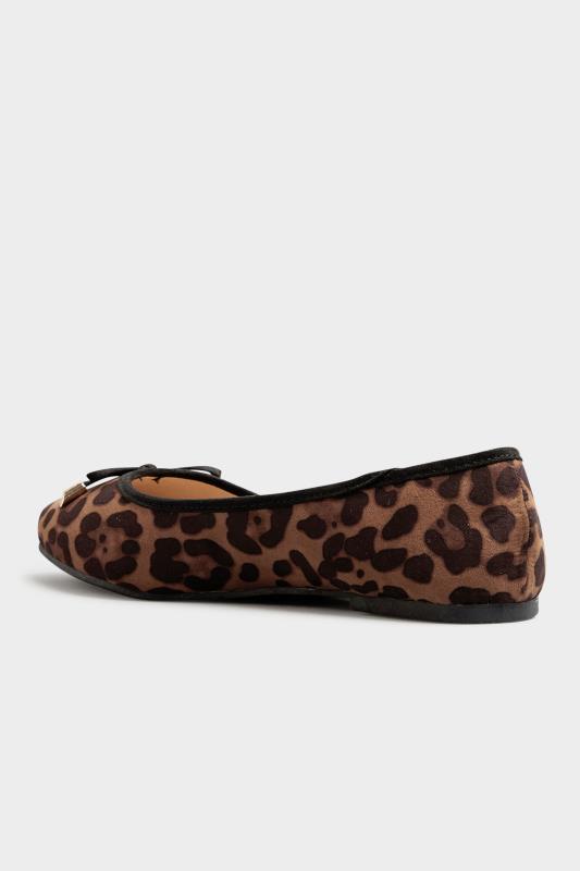 Brown Leopard Print Ballet Pumps In Extra Wide Fit 5
